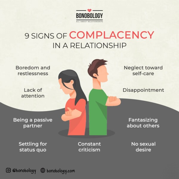 9 signs of complacency in a relationship infographic