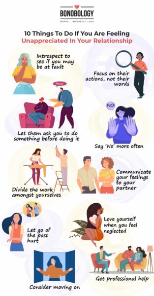 Infographic on 10 Things to do when you feel unappreciated in a relationship