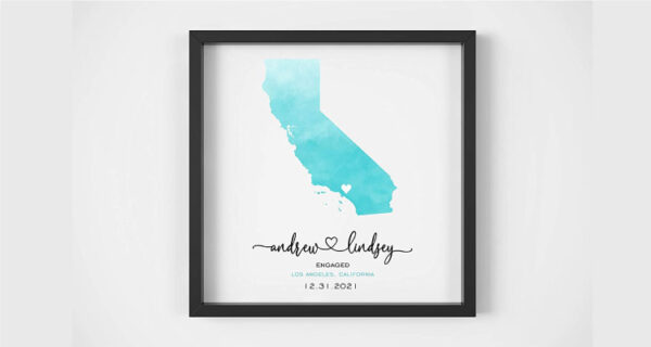 Couples engagement gifts - Engagement map frame
