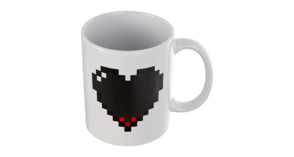 gift for men for valentine's day Kikkerland Pixel Heart morphing mug