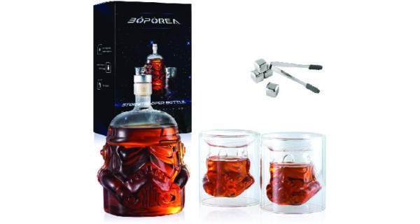 movie lover gift basket- star wars whiskey decanter set 
