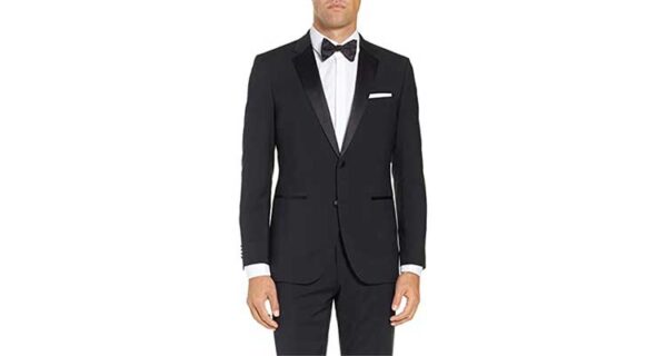 modern groom black suit