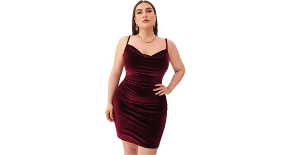 date night plus size outfits - wine red dress