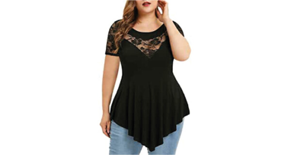plus size summer date night outfit - lace blouse