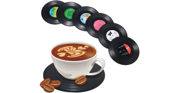 unique gifts for musicians- record coasters