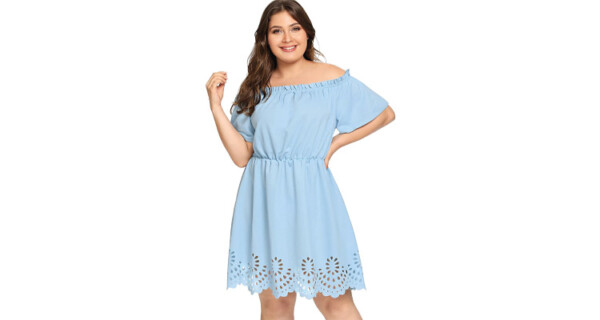 plus size first date outfit - off-shoulder dress