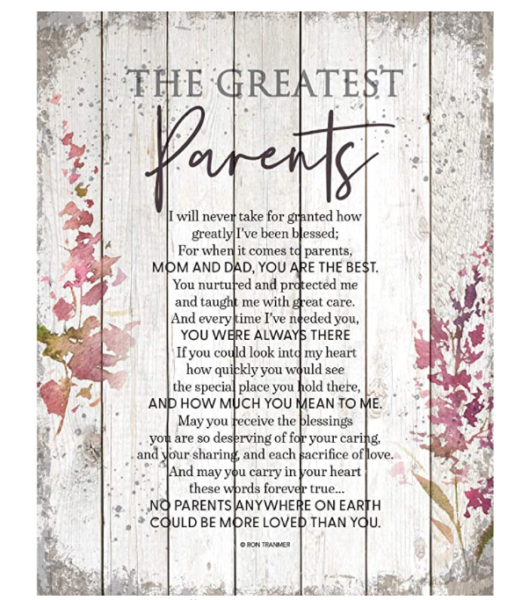 christmas gifts for mom and dad - quote plaque