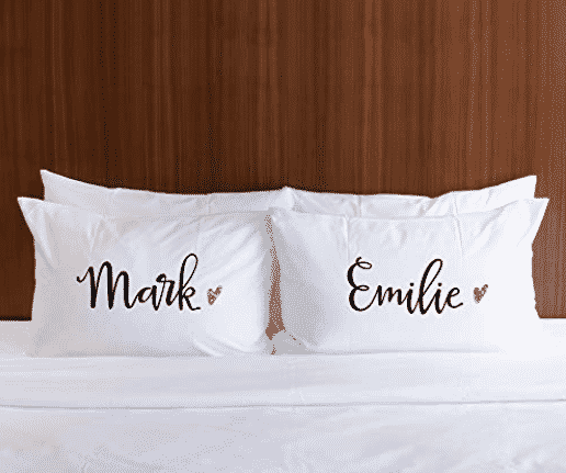 romantic wedding gifts for couples - name pillows