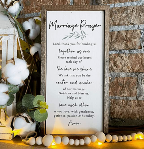 romantic wedding gifts for couples - wedding prayer plaque
