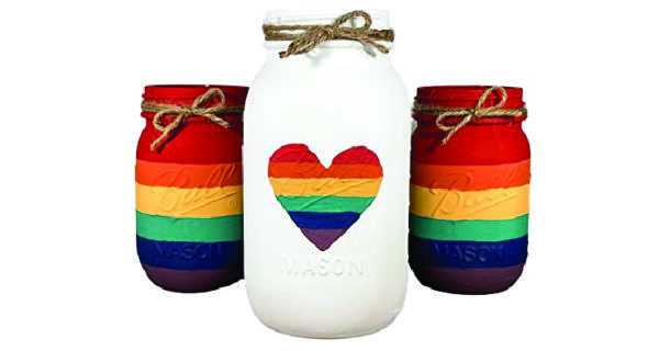 Pride party decorations: Mason jars