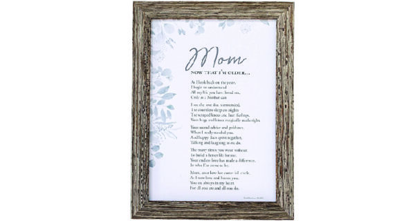 Birthday gift for mother: A framed verse
