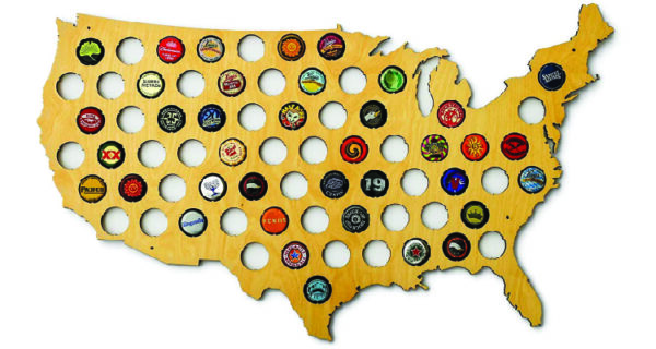 gift ideas for beer lovers - USA beer cap map