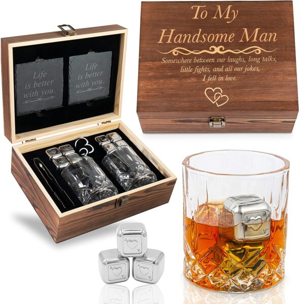 creative romantic gifts him - whiskey glass set