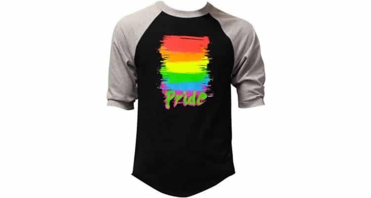 best gifts for gay men - Rainbow pride baseball t-shirt