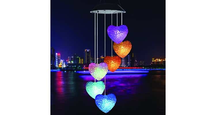 heart shaped gifts for him solar wind chimes