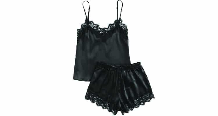 Black satin PJ set-V-day outfits