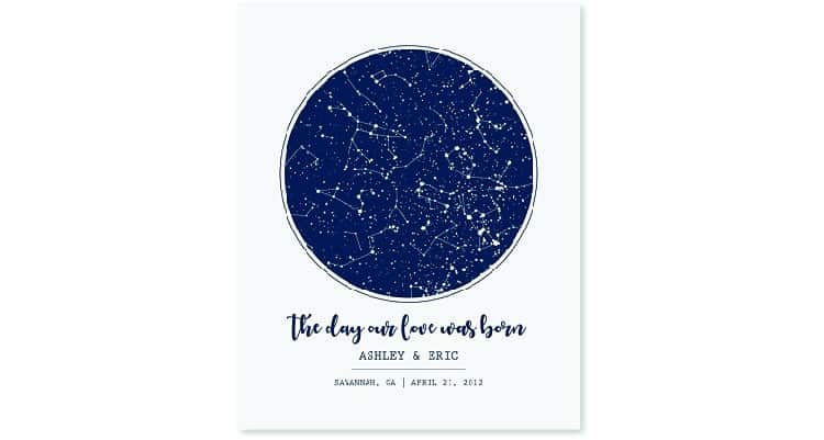 aries birthday gift ideas - personalized night sky map