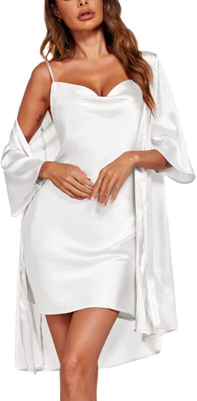 Women's satin sexy nightgown Set