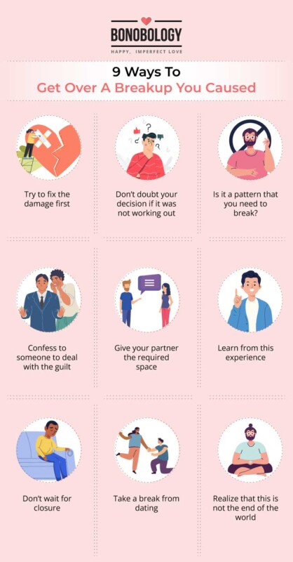 Infographic on - how to get over a breakup you caused