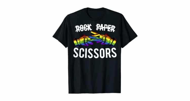 lesbian matching outfits - Rock Paper Scissors pride t-shirt