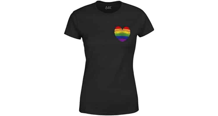 lesbian couple t shirts - S4E rainbow heart women's t-shirt