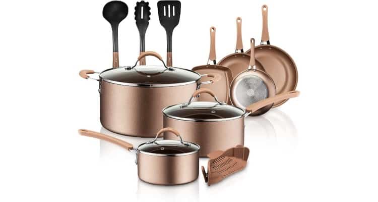 newly wed couple gifts - NutriChef 14-piece nonstick cookware