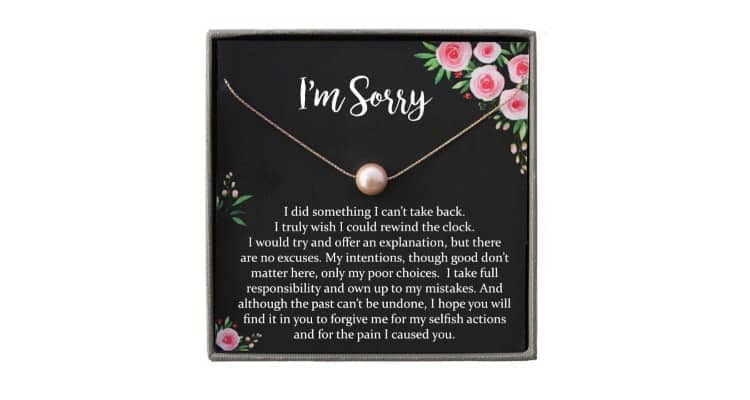 cute I'm sorry gifts for girlfriend - 14K rose gold filled blush pearl necklace