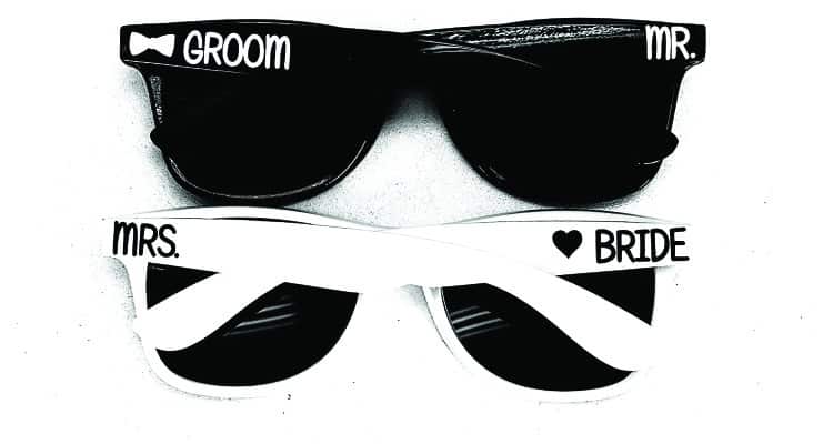 Bride and Groom set of sunglasses destination wedding gifts