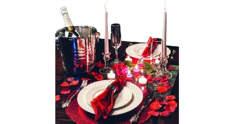 gift giving love language - romantic dinner set