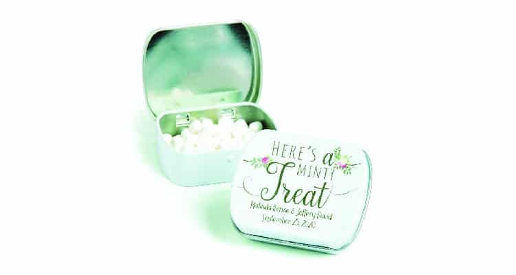 Personalized mint tins destination wedding gifts