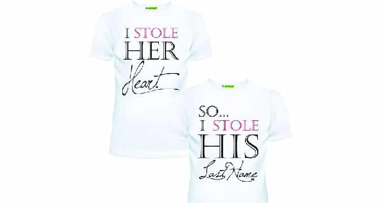 Gifts for newly engaged couple: Matching T-shirts