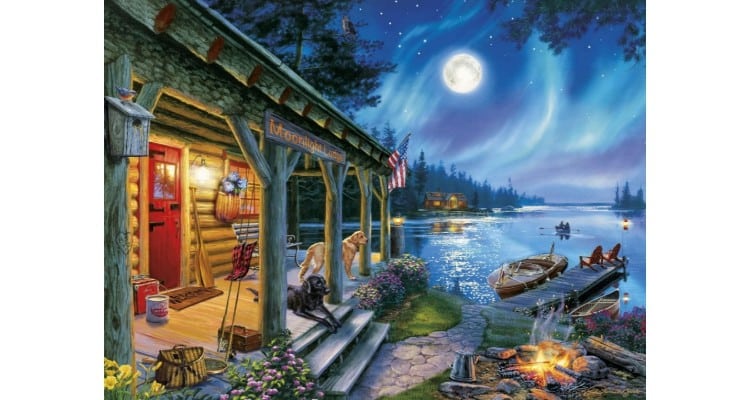 best gifts for introverts - Buffalo Games - Darrell Bush - Moonlight Lodge 1,000-piece jigsaw puzzle