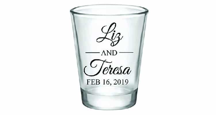 Personalized shot glasses destination wedding gifts