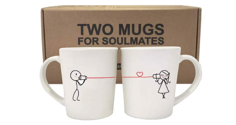 A set of mugs for couples dating anniversary gifts