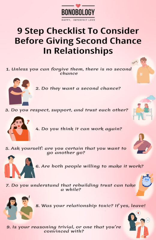 9-step checklist before giving second chances in a relationship infographic