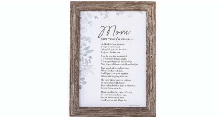 Birthday gift for mother: A framed verse