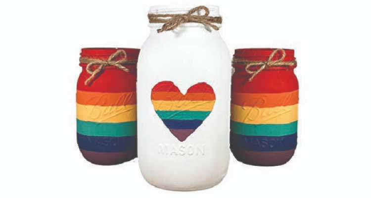 Pride party decorations: Mason jars
