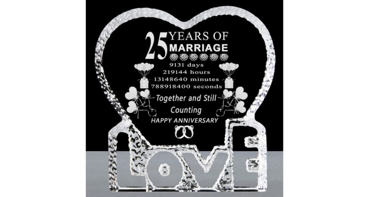 Crystal heart marriage keepsake