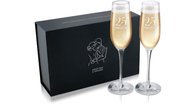 Wedding anniversary champagne flutes