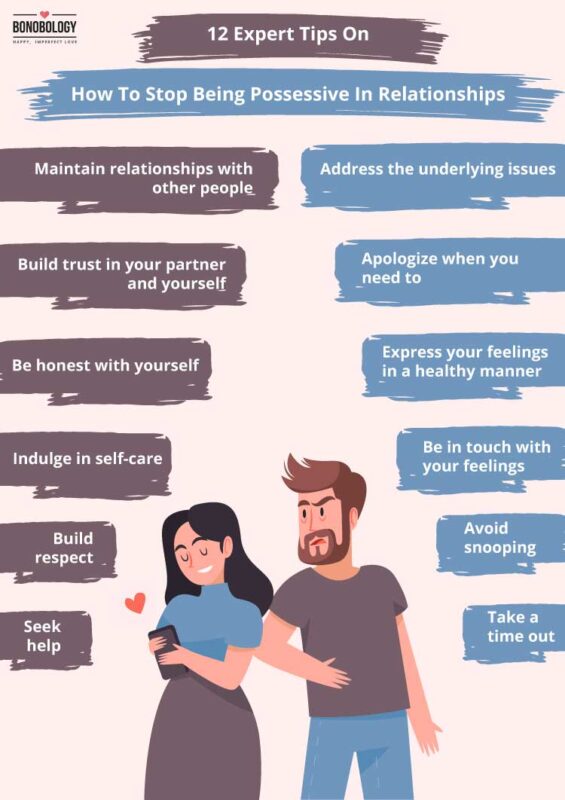 Infographic on how to stop being possessive in relationships
