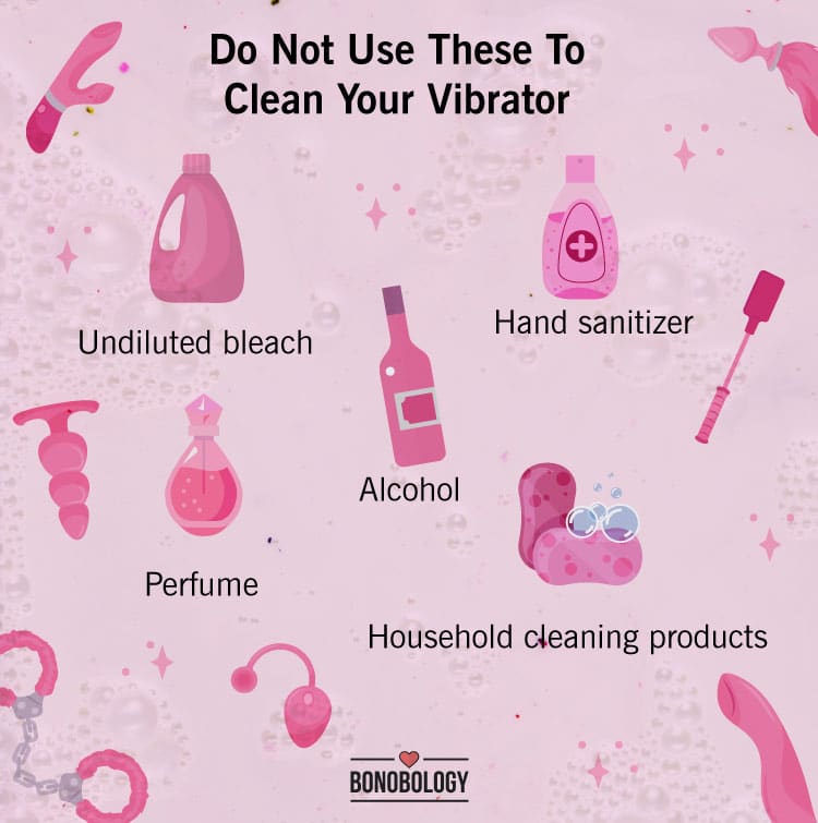 infographic on what to not use to clean your vibrator