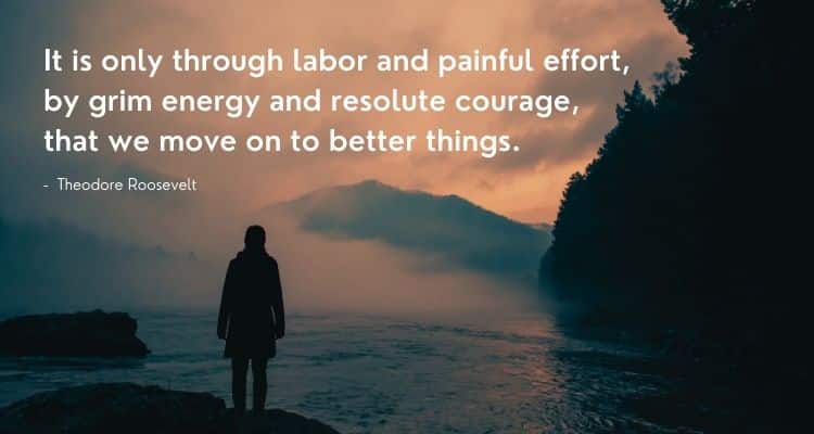 It is only through labor and painful effort, by grim energy and resolute courage, that we move on to better things