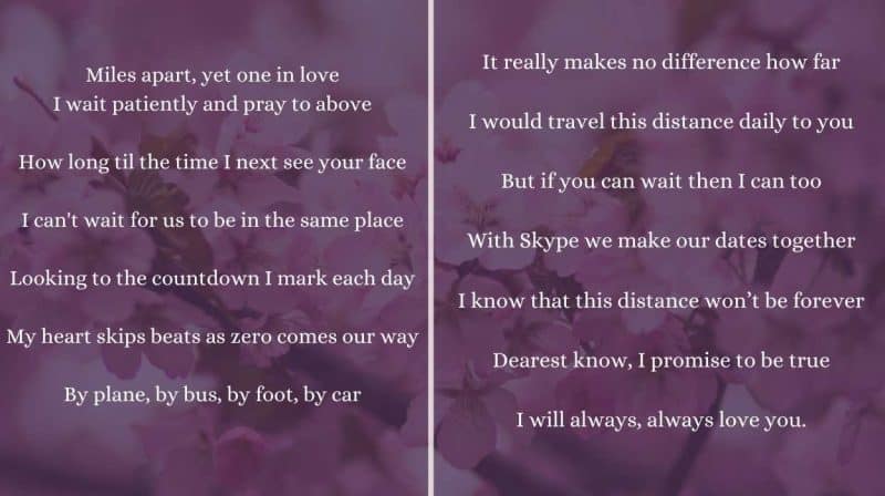 miles apart poems