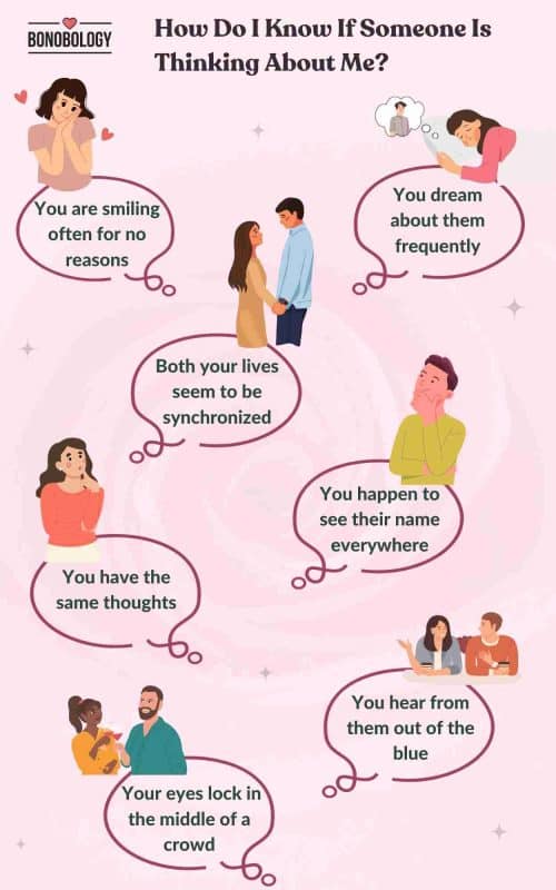 Infographic on 7 signs someone is constantly thinking about you