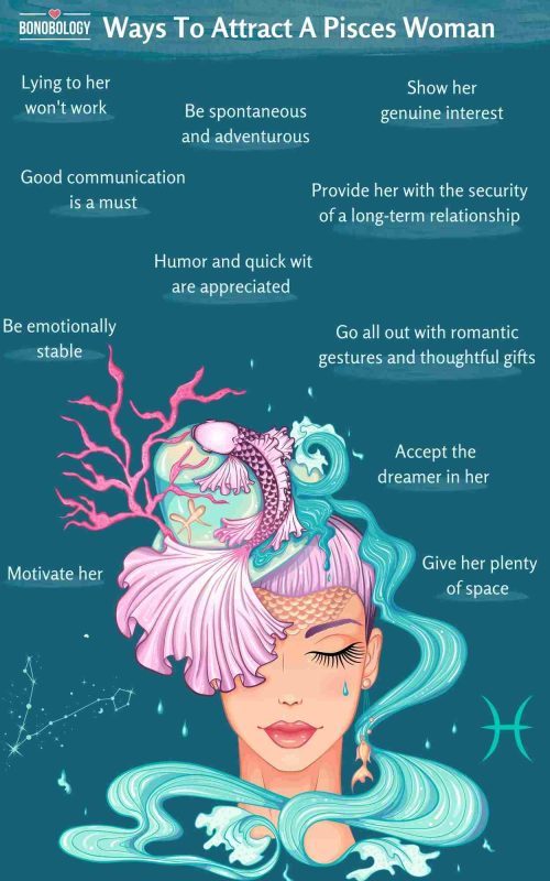 Infographic on ways to attract a Pisces woman