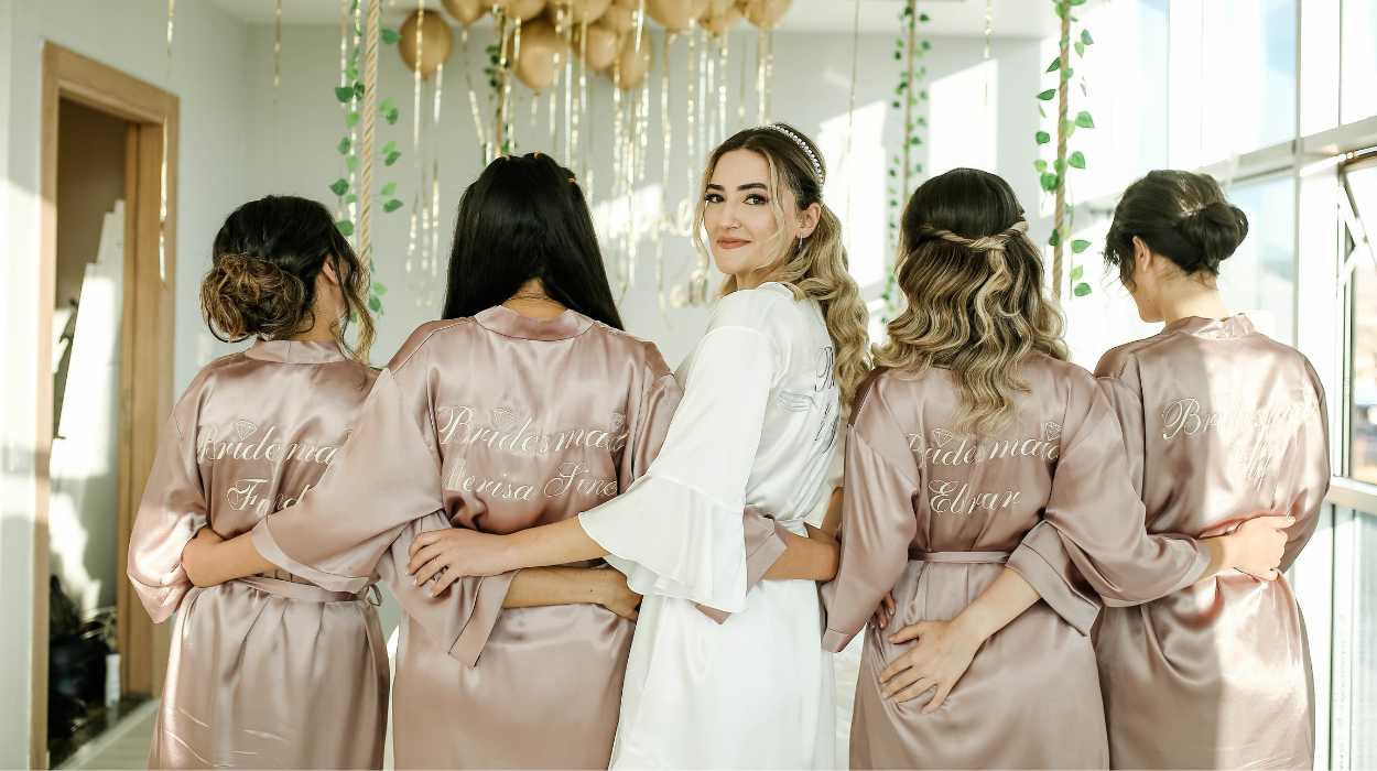 Matching Satin Bridesmaid Dresses