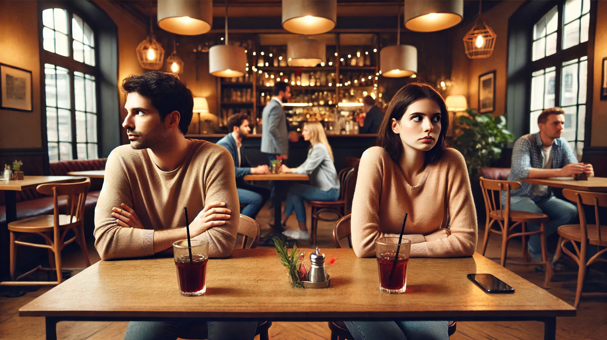Couple sitting in the restaurant