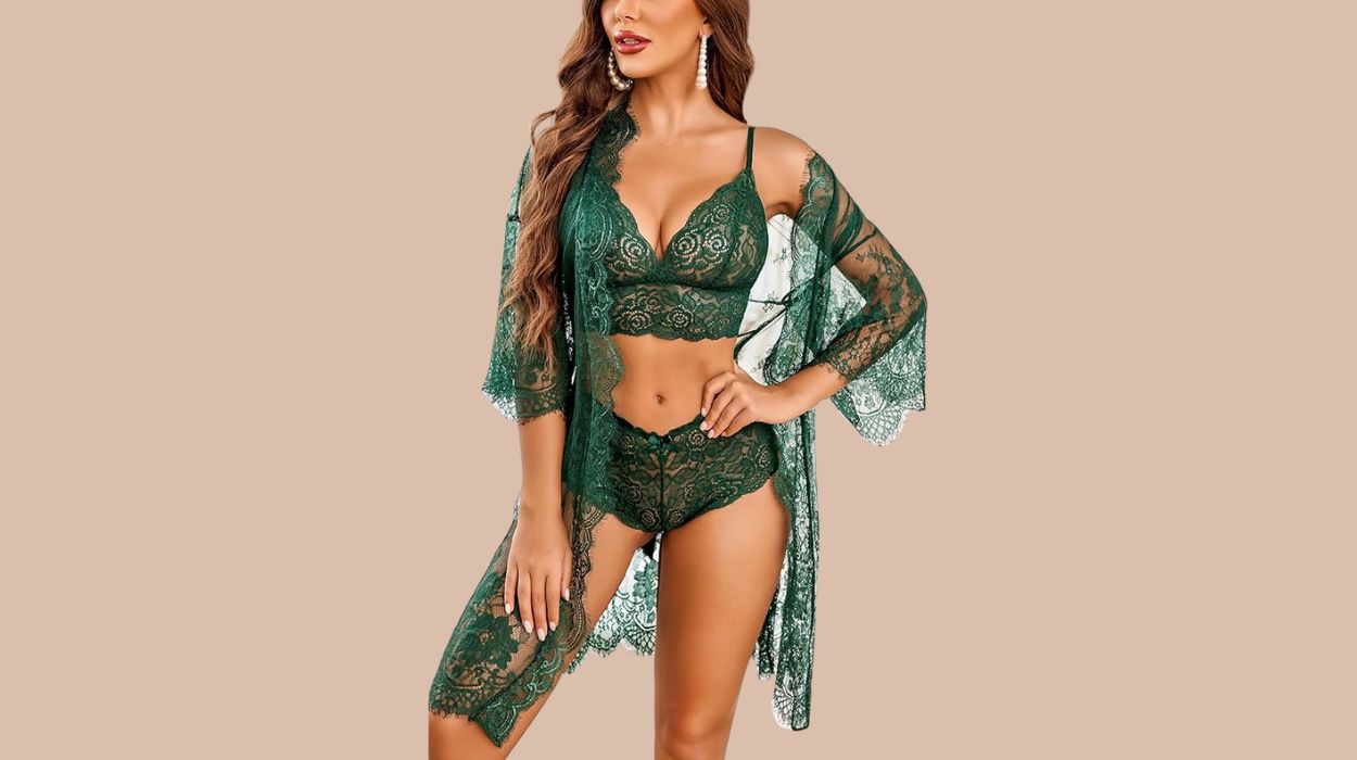 Avidlove 3-Piece Bra & Kimono Set