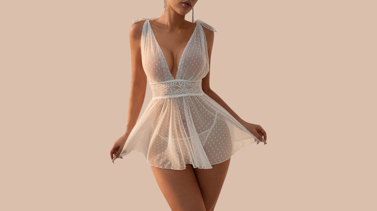 OYOANGLE Polka Dot Mesh Babydoll