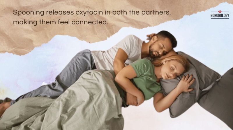 Big spoon and little spoon cuddling